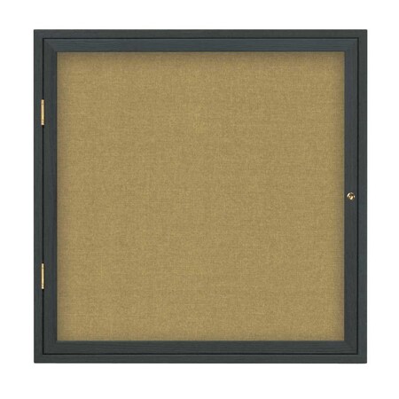 United Visual Products Triple Door Enclosed Radius EZ Tack Board, 72"x48", Header, White/Green UV70155EZ-GREEN-WHITE